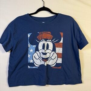 Old Navy Disney Women's Minnie Mouse Graphic Cropped Blue T-Shirt Size M